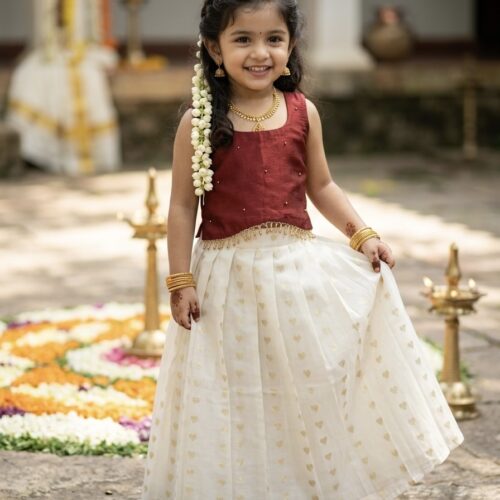 Maroon Pattu Pavada