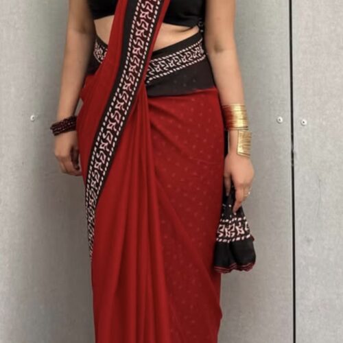 Red Georgette Ikkat Print