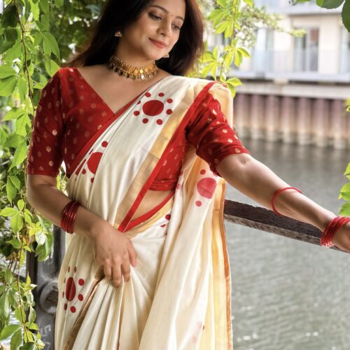 Cotton Pottu Kerala Set Saree