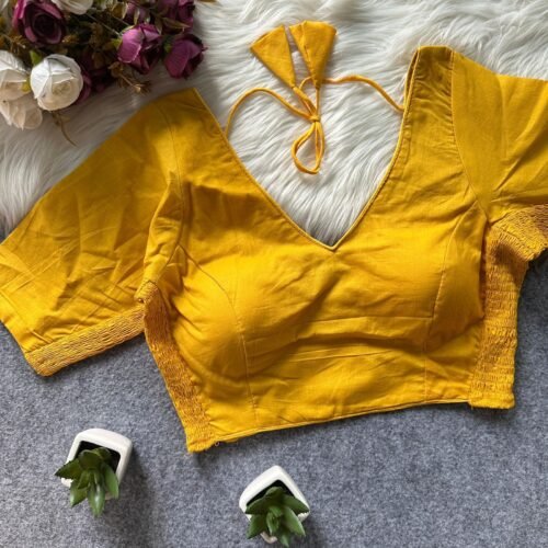Yellow Cotton Stretchable Blouse