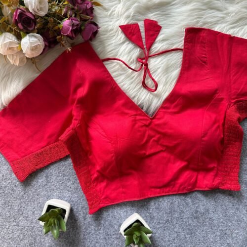 Pink Cotton Stretchable Blouse