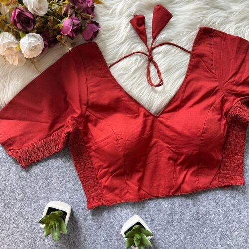 Maroon Cotton Stretchable Blouse