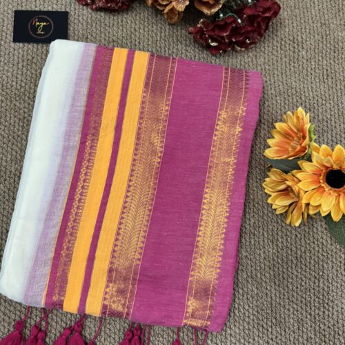 MulMul Cotton Saree - Kanchi Border