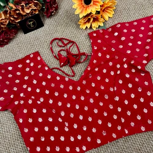 Red Cotton Butti Weave Blouse