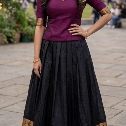 Handcrafted Semi-Silk Pattu Pavada