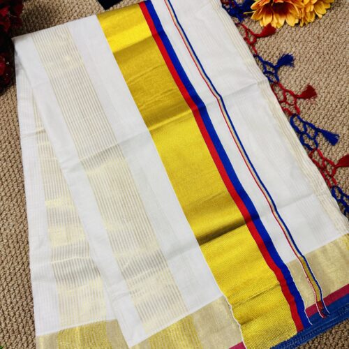 Golden Stripe - Cotton Set Saree