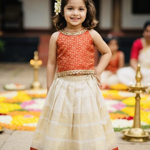 Brocade Kerala Tissue Pattu Pavada