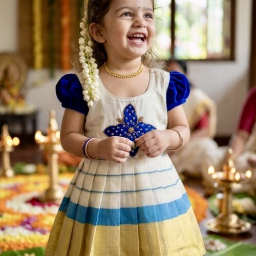 Blue  Kerala Tissue Dress