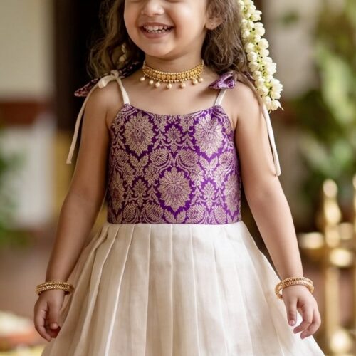 Purple Brocade -Silk Chanderi dress