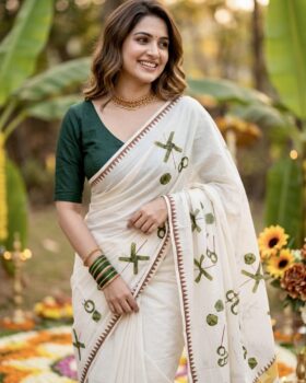 Green Cotton Set saree