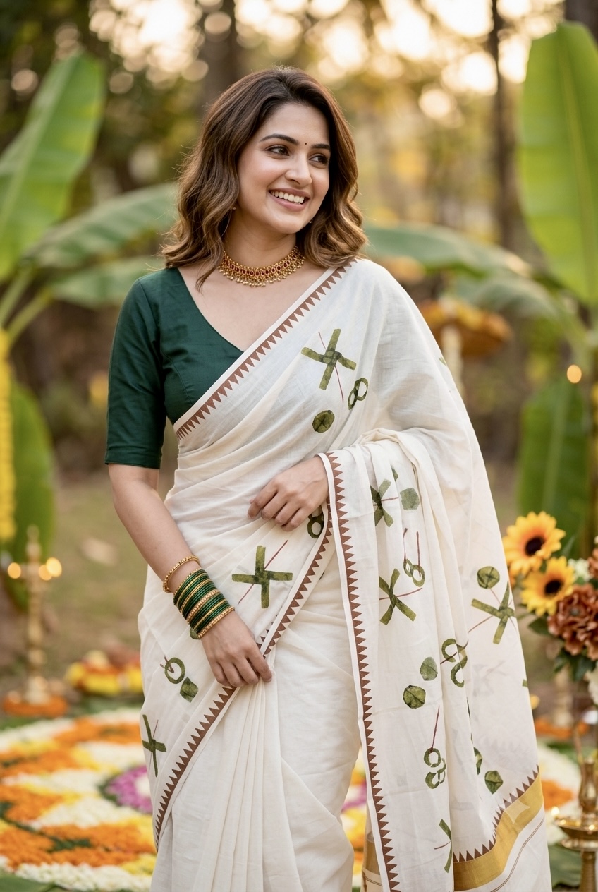Green Cotton Set saree