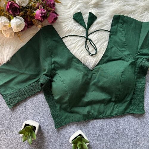 Green Cotton Stretchable Blouse