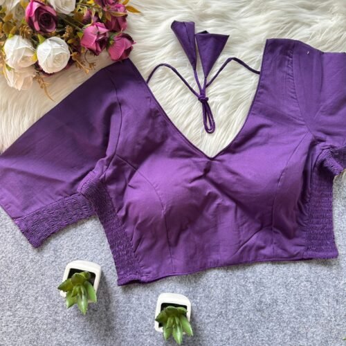 Purple Cotton Stretchable Blouse