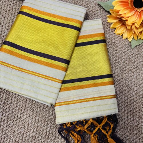 Golden Tissue - Set Mundu Orange Brown