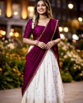 Chanderi Silk Dhavani - Purple