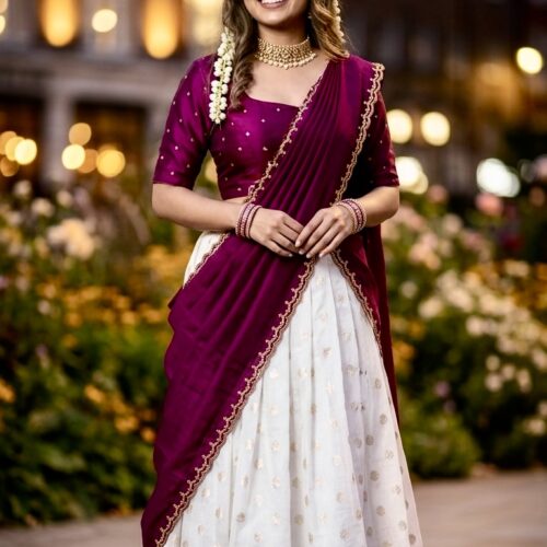 Chanderi Silk Dhavani - Purple