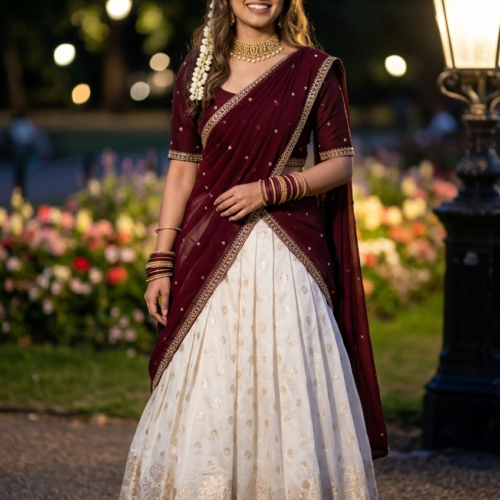 Chanderi Silk Dhavani - Dark Wine