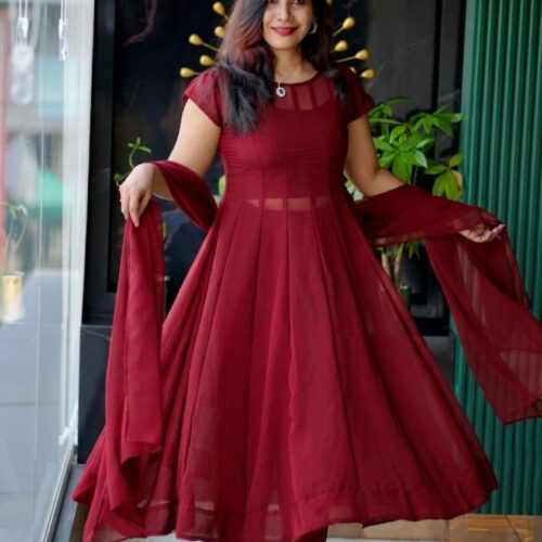 20 Pannel Designer Anarkali Set - Maroon ( pre-booking 3 weeks)