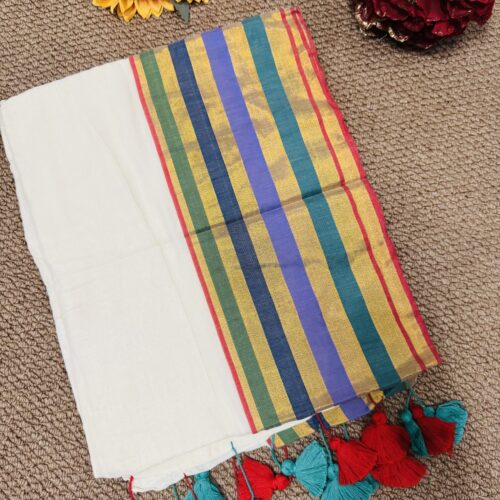 MulMul Cotton Saree - Kanchi Border