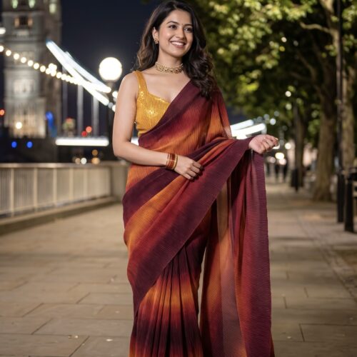 Crush Georgette Party Saree - With Sequins Stitched Blouse