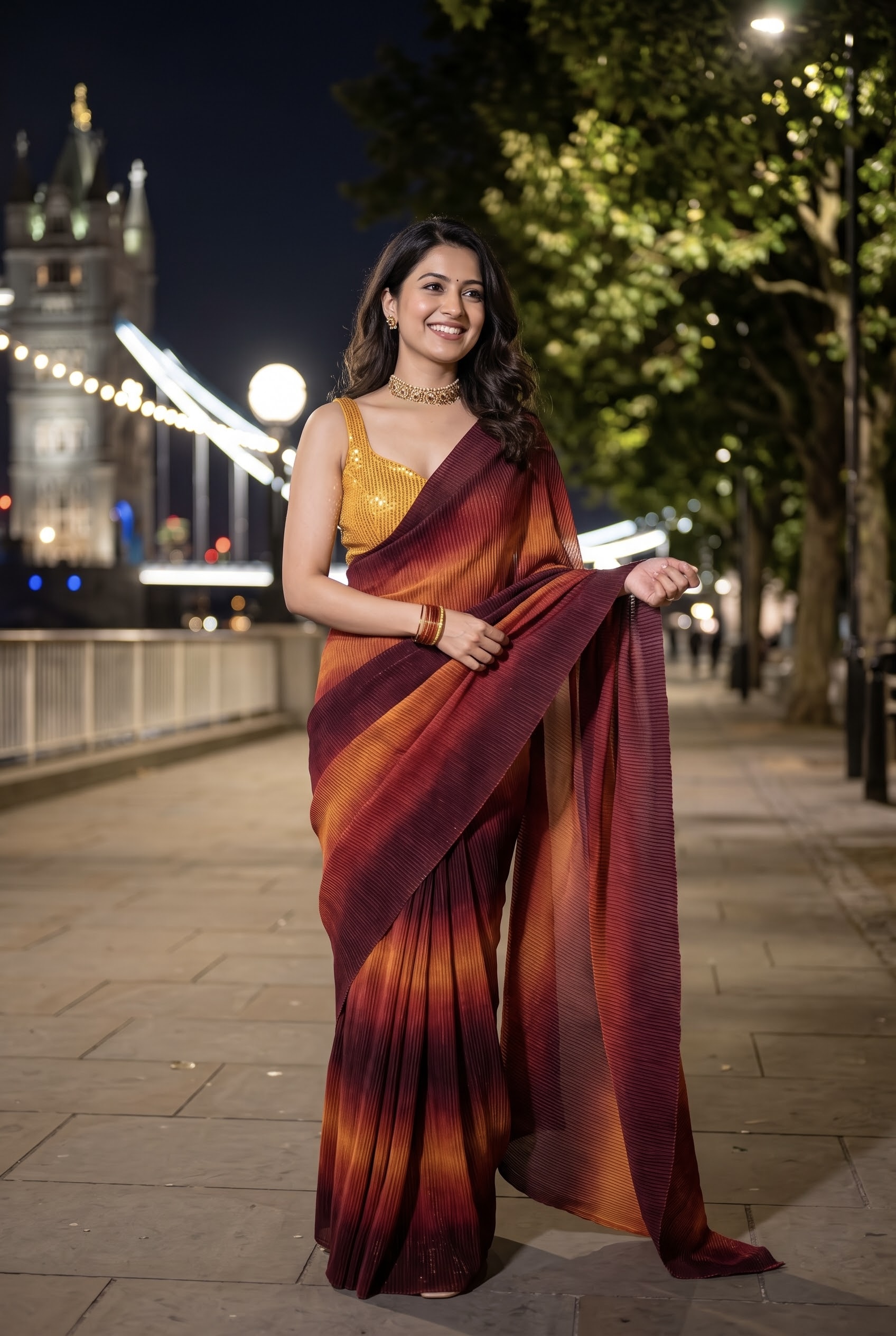 Crush Georgette Party  Saree - With Sequins Stitched Blouse