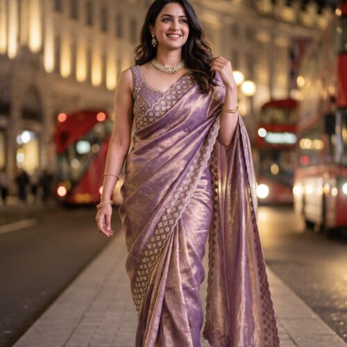SpaceSilk Saree - Metalic  Lavender