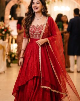 Designer Heavy Fendy Crush Gown - Red ( pre-booking 2-3 weeks)